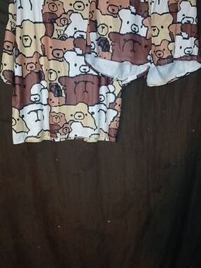 Women Brown Bear Print Pajama Set - Brown